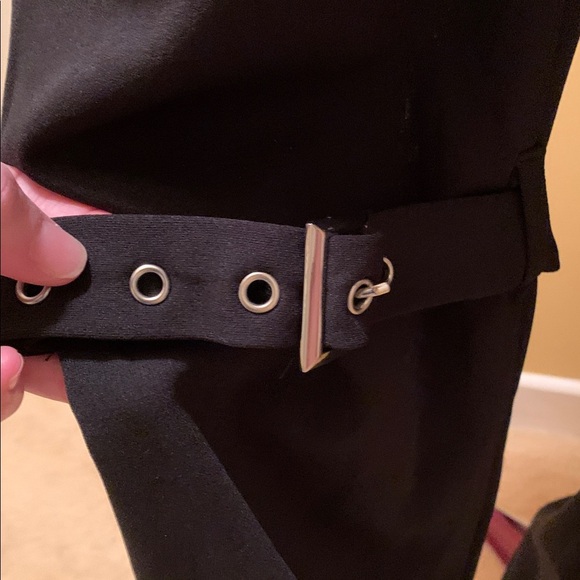 SHEIN Black Flare Trousers with Belt and buckles at the knee area NWOT - Picture 4 of 10